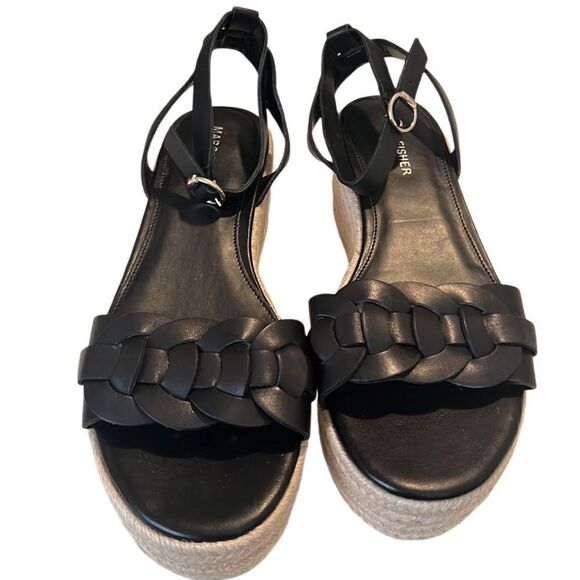 Marc Fisher Jinky Leather Black Ankle Strap Platform Sandals Size 9.5 NWOB - Picture 2 of 10